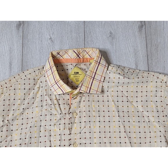 Steven Land Mens Long Sleeve Dress Shirt Sz 18 1/2, 36-37 Tall Polka Dot/Stripe - Picture 2 of 9